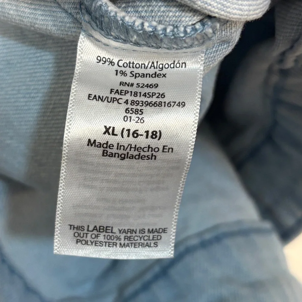 Free Assembly Women's XL Cropped Denim Jacket Top Light Wash Gold Button Cotton